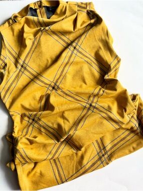 New York & Company Mustard Yellow Plaid Pencil Skirt